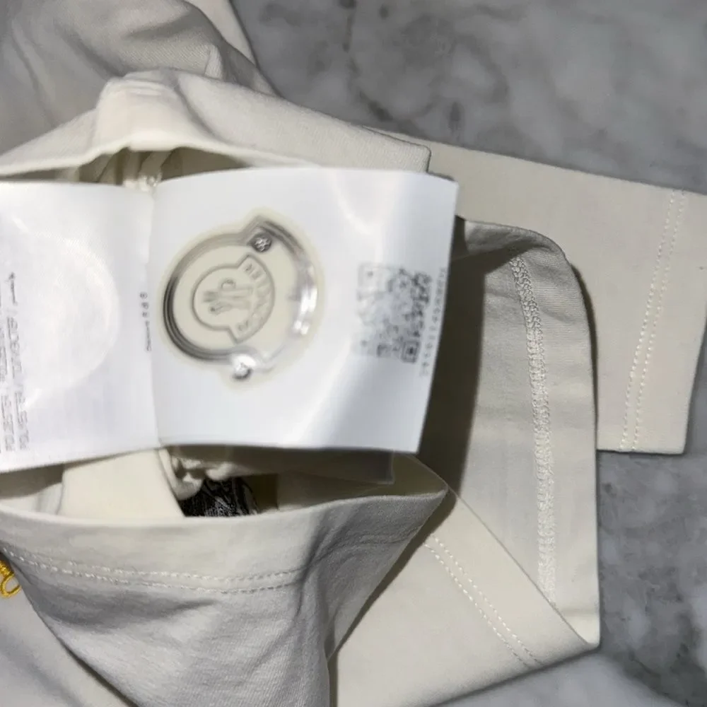 Moncler White and Yellow Long Sleeve Tee with Graphic Print 18/24M